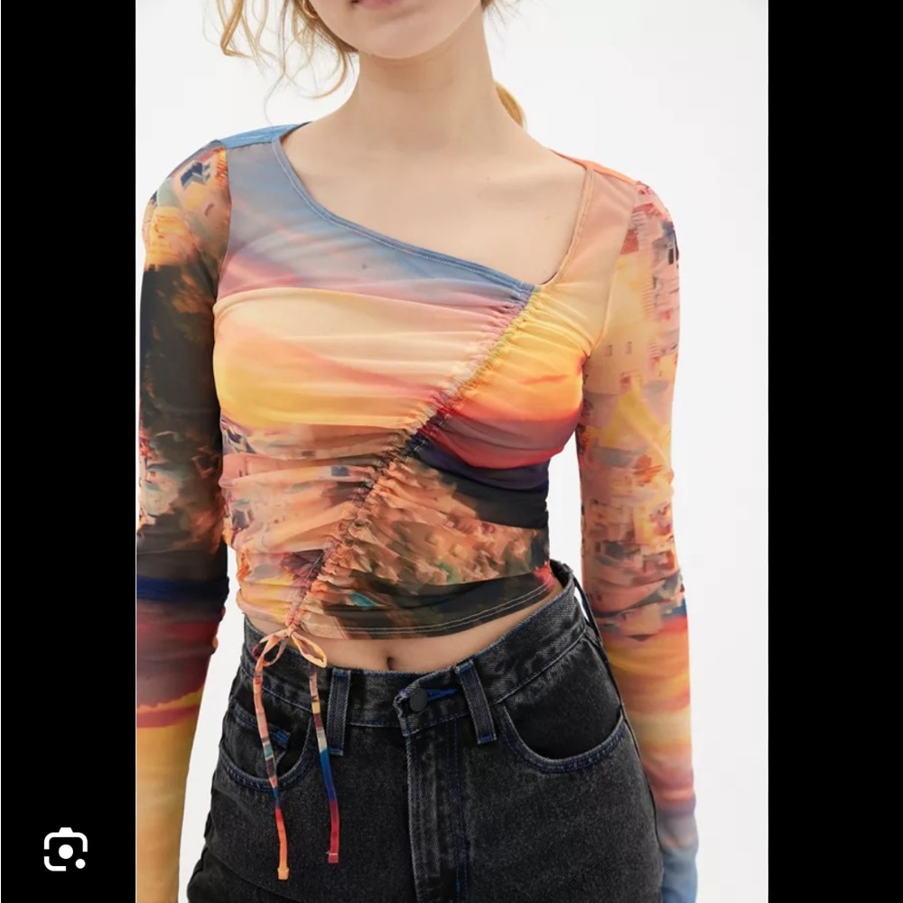Urban Outfitters Shona mesh long sleeve shirt size small